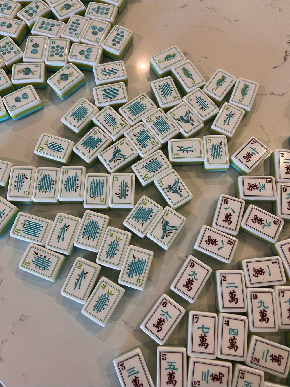 Mahjong Tile Set w/Dice 4 Layer Ocean Beach Blue Green Similar to Coral & Coast - Picture 10 of 11